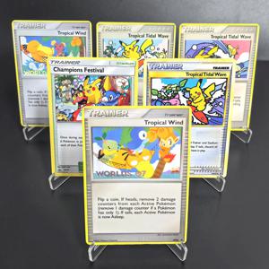 PTCG 포켓몬 컬렉션 카드 TRAIER WORLDS 열대 바람 피카추 Psyduck WORLD CHAMPIONSHIPS 2022 클래식 게임 애니메이션 카드 선물