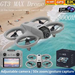 GT3 MAX 미니 드론 5G GPS 전문가용 8K HD 항공 촬영 원격 조종 항공기 HD 듀얼 카메라 쿼드콥터 남자아이 장난감 선물
