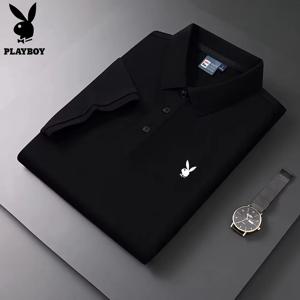 플레이보이 새로운 브랜드 남성 반팔 여름 고품질 디자이너 부티크 브랜드 자수 폴로 셔츠 비즈니스 캐주얼 티셔츠