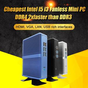 인텔 코어 i3 7020U 6157U 팬리스 미니 컴퓨터 윈도우 10 최대 16GB DDR4 미니 PC 8GB 256GB