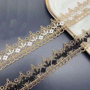 일방 중공 자수 금실 레이스 원단, DIY 로리타 의류 재봉 액세서리, 폭 3.6cm, 2 색, 3 야드/로트