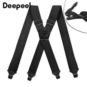 Deepeel 3.5X120cm 남성용 성인 4 클립 캐주얼 바지 패션 X 자형 줄무늬 플라스틱 클램프 탄성 멜빵 봉제 액세서리