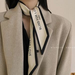 2024 새로운 럭셔리 브랜드 스카프 타로 여성 스카프 가방 헤어 스키니 실크 스카프 디자인 Foulard Neckerchief Headband For Ladies