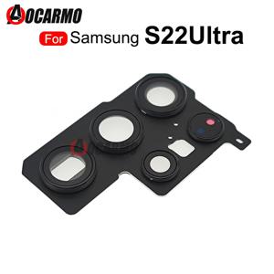 삼성 갤럭시 S22 울트라 S22U 교체 부품에 대한 프레임이있는 1Pcs 블랙 백 후면 카메라 렌즈