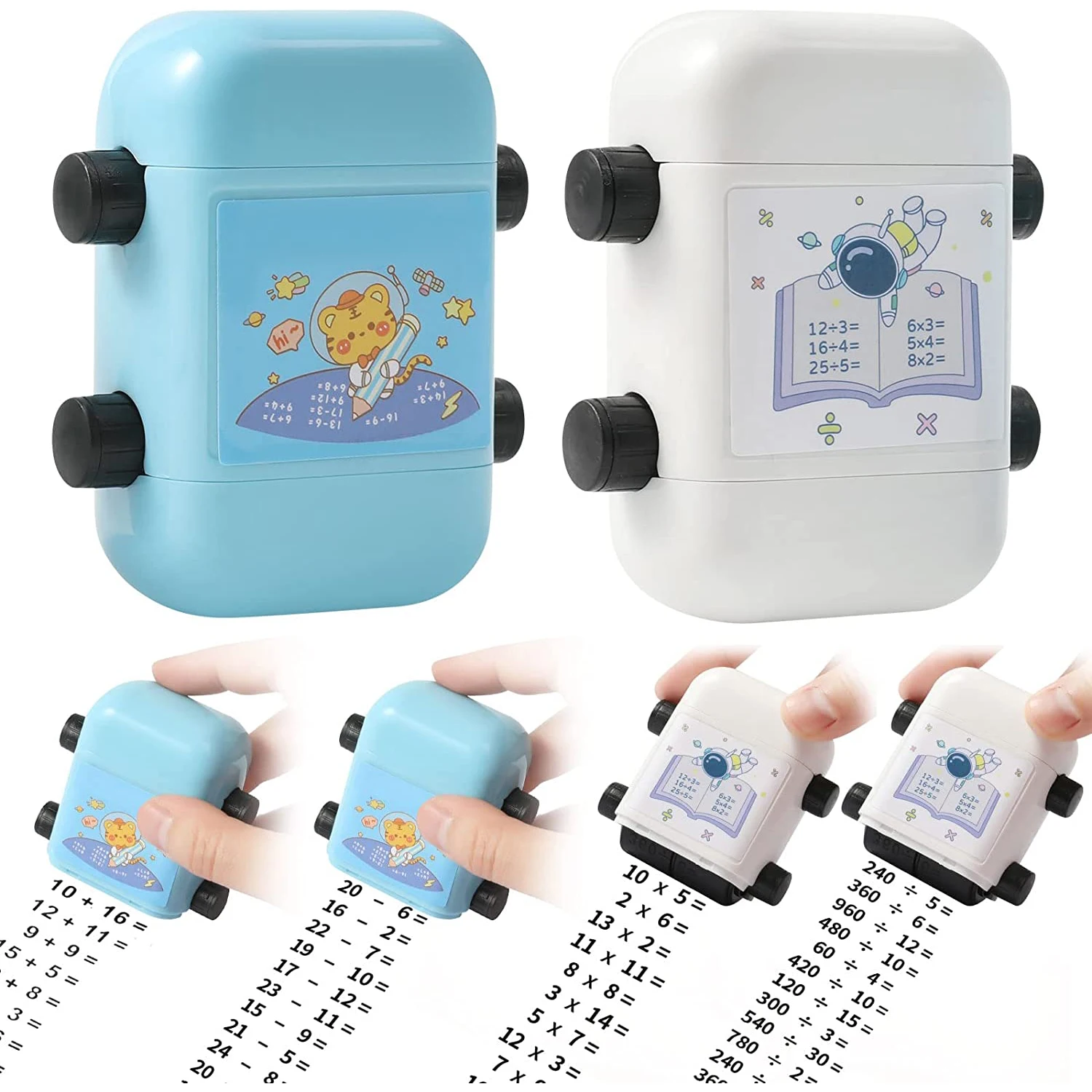 스마트 롤러 스탬프 2 in 1 수학 스탬프 추가 뺄셈 연습 스탬프 100 이내 듀얼 헤드 교육 스탬프 학습 장난감