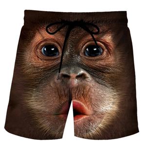 재미있는 몽키 3D 그래픽 프린트 동물 해변 반바지 남성용, 캐주얼 보드 반바지, 스포츠 체육관 수영 트렁크 수영복, 멋진 반바지 바지