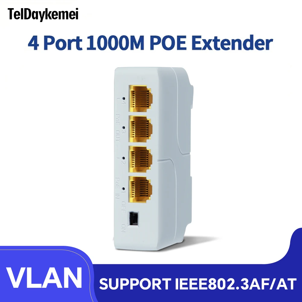 100/1000M POE 익스텐더 4 포트 기가비트 네트워크 스위치 리피터 IEEE802.3af/at PoE 스위치 NVR IP 카메라 AP용 플러그 앤 플레이