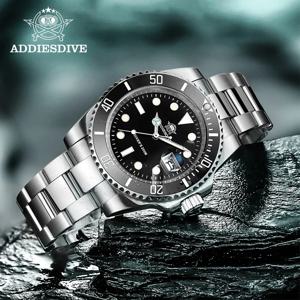 ADDIESDIVE 남성용 쿼츠 시계, 316L 스테인리스 스틸, 슈퍼 루미너스 세라믹 베젤, 200m 방수, 클래식 다이빙