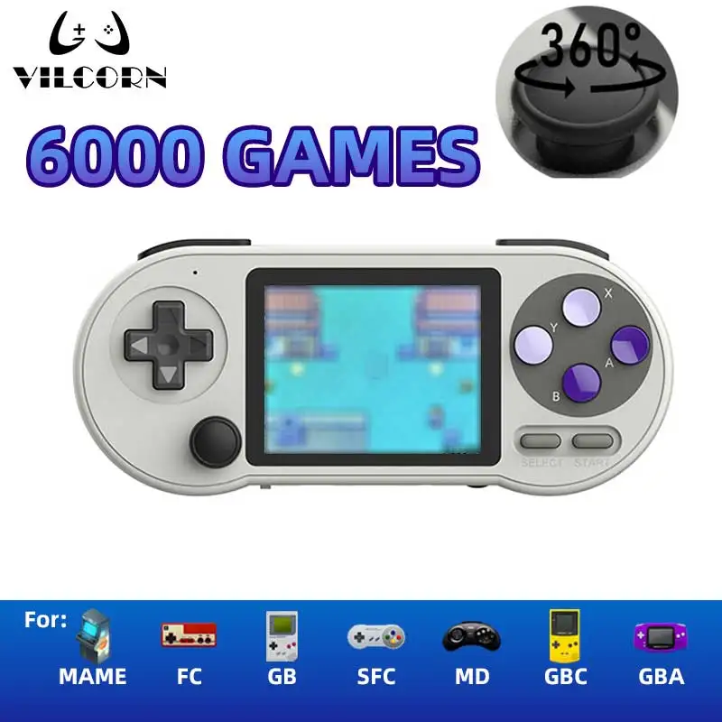 SF2000 휴대용 휴대용 게임 콘솔 3 인치 IPS 레트로 비디오 게임 플레이어 SFC FC GBA 아이 선물 AV 출력을위한 6000 게임 내장