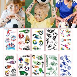 10pcs 농구 축구 어린이 귀여운 방수 임시 문신 스티커 축구 바디 아트 어린이 얼굴 팔 가짜 문신 여성 남성