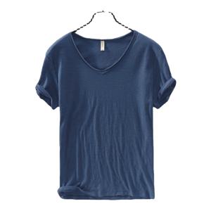 새로운 남성 T 셔츠 퓨어 컬러 V 칼라 반팔 티셔츠 남성 T-셔츠 10 색 슬림 남성 T-셔츠 남성 의류 피트니스
