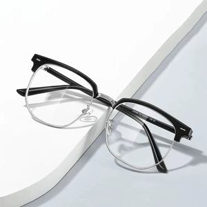Photochromic 안티 블루 라이트 안경 남성 패션 직사각형 Semi Rimless Eyewear 여성용 Office 컴퓨터 고글