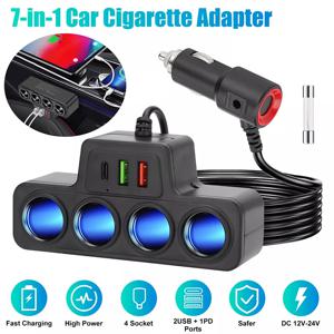 고출력 자동차 충전기, 애플, 삼성, 샤오미, 화웨이, 지지대 자동차 소켓, USB C, 원 토우 4 플러그 컨버터, 120W