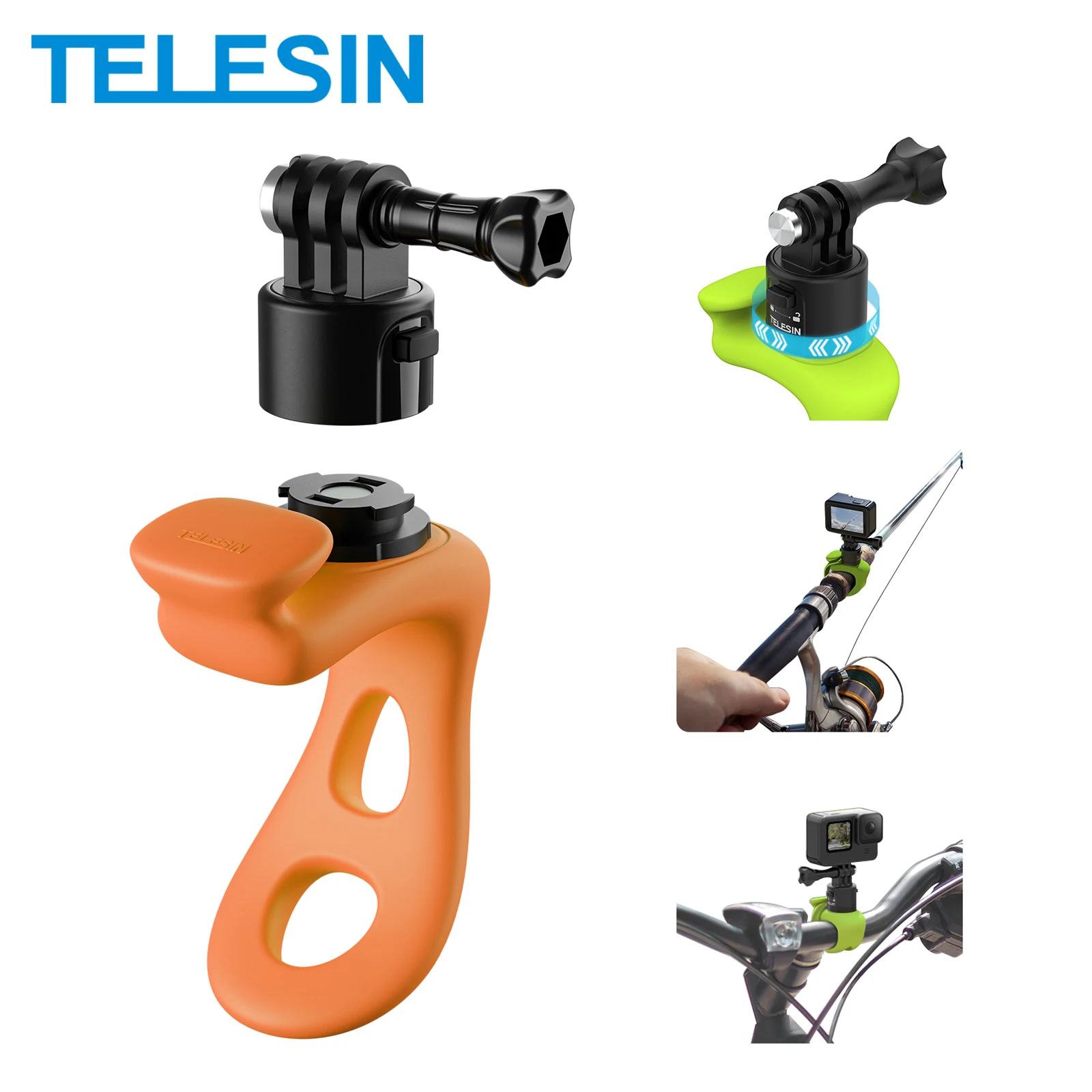 TELESIN 퀵 릴리스 실리콘 액션 카메라 마운트 Gopro Insta360 DJI OSMO Action 용 조정 가능한 미니 소프트 브래킷