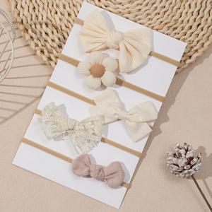 5 개/대 아기 탄성 머리띠 신생아 살구 꽃 활 여자를위한 나일론 헤어 밴드 유아 유아 부드러운 헤어 액세서리 선물