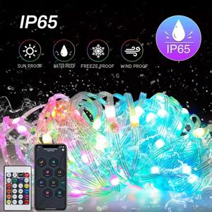 WS2812B LED 문자열 빛 스마트 블루투스 원격 제어 RGBIC 요정 램프 USB 방수 크리스마스 트리 조명 홈 장식