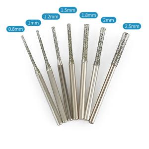 5pcs 0.8/1/1.2/1.5/1.8/2/2.5mm 다이아몬드 코팅 드릴 비트 2.35mm 생크 유리 옥 앰버 쥬얼리 유리 다이아몬드 드릴 비트