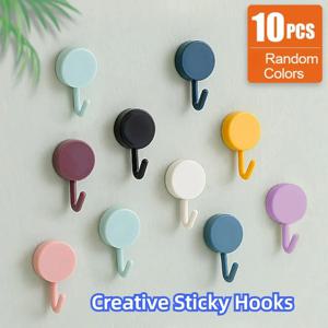 10PCS 자기 접착제 벽 후크 드릴링 코트 가방없이 강한 욕실 문 주방 수건 걸이 후크 홈 스토리지 액세서리