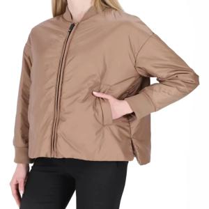 Fenggejiwo 야구 재킷FLIGHT JACKET 카멜 벨벳 실크 재킷 스탠드 칼라 루즈핏 코튼 재킷
