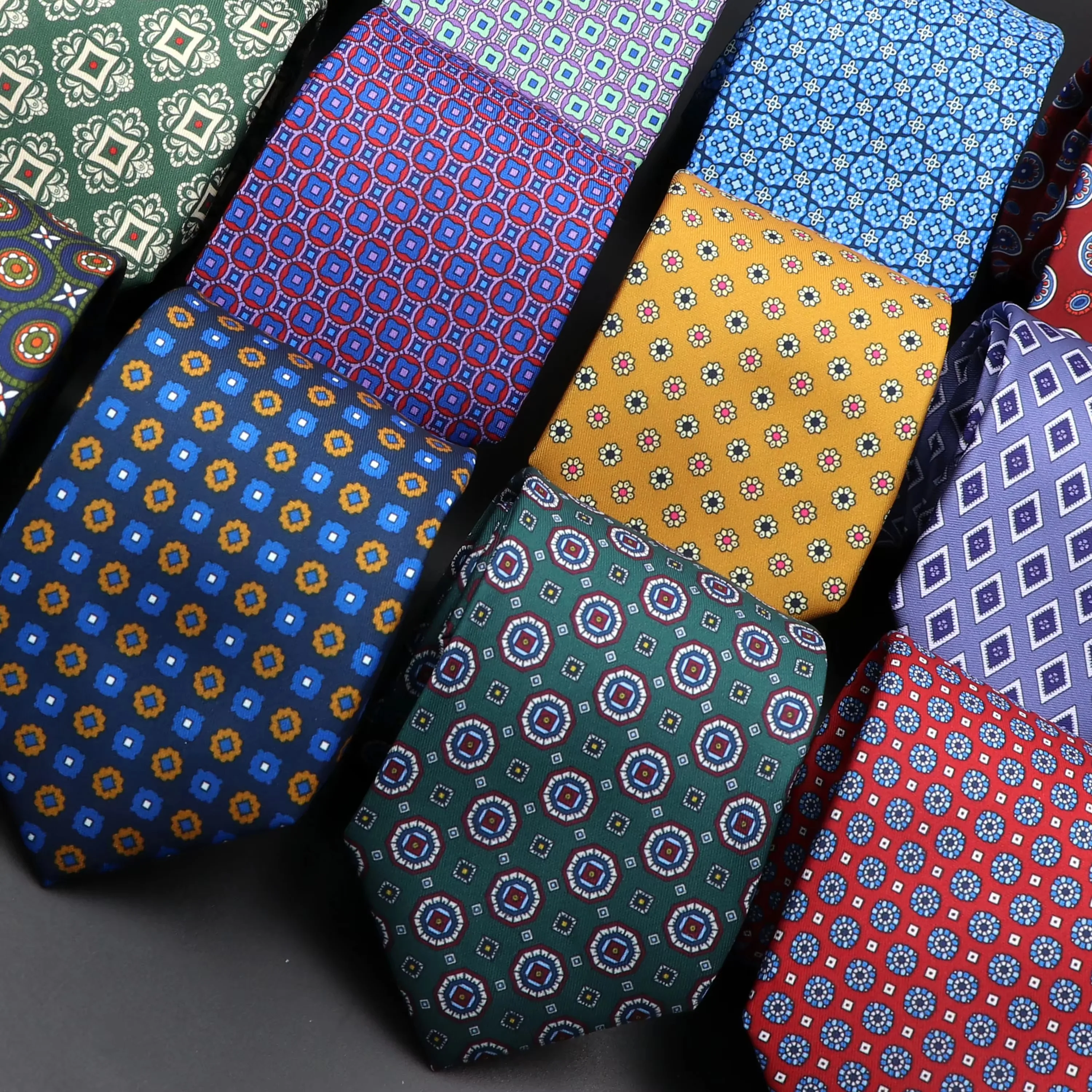 남자 패션 실크 넥타이 7.5cm 소프트 참신 넥타이 블루 그린 오렌지 컬러 넥타이 남자 도트 꽃 Bowtie 웨딩 비즈니스 선물