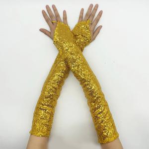 여성 빈티지 핑거리스 스팽글 장갑 코스프레 파티 50cm 긴 후크 손가락 섹시한 장갑 나이트 클럽 무대 공연 액세서리