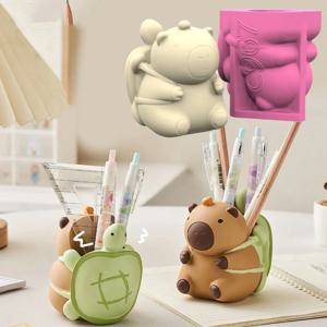 9.5cm 만화 Capybara 인형 모양의 3D 실리콘 금형 수지 즙이 많은 꽃 냄비 금형 DIY 공예 홈 오피스 데스크탑 장식