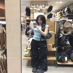 블루 하이 칼라 반팔 슬림핏 티셔츠 여성 여름 스윗 앤 스파이시 컬러풀 탑 숏 이너웨어 퓨어 디자이어 썸머