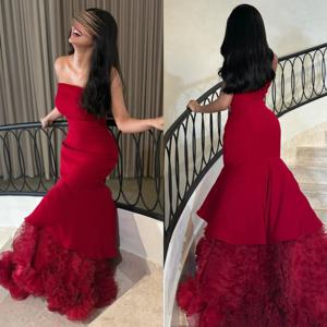 Customized Modern Style Intricate Jersey Pleat Ruched Draped Mermaid Strapless Long Dresses Bespoke Occasion Dresses Fashion