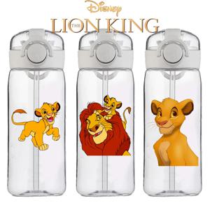 라이온 킹 소프트 밀짚 워터 컵 400ML Simba Nala 편리한 실리콘 밀짚 마시는 병 학교 누출 방지 스포츠 워터 컵