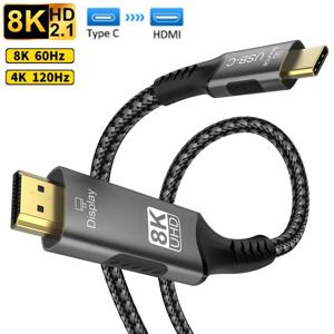 USB C-HDMI 케이블 8K@60Hz 4K@120Hz 유형 C-HDMI 2.1 Thunderbolt 3/4 iphone 16/15 MacBook Huawei용 호환 HDTV 케이블