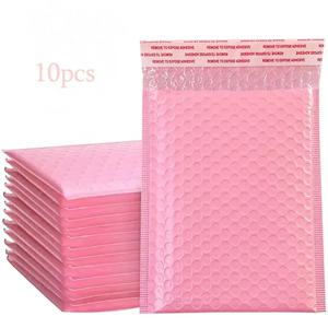 10Pcs 핑크 폴리 버블 메일러 패딩 봉투 셀프 인감 패딩 봉투 선물 가방 책에 대 한 블랙 포장 봉투 가방