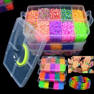 크리 에이 티브 다채로운 Loom 밴드 세트 레인보우 팔찌 만들기 키트 DIY 고무 밴드 짠 팔찌 공예 장난감 소녀 생일 선물