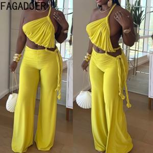 FAGADOER 여성용 섹시한 셔링 패치 워크 Bodycon 점프 슈트 Halter 민소매 와이드 레그 Romper 여성 streetwear 오버올 2025 New