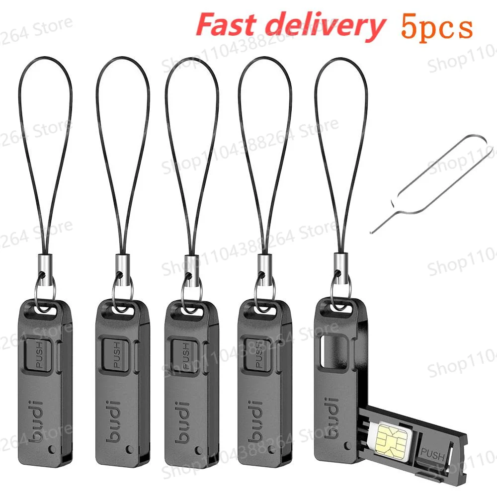 5pcs다기능 카드 슬롯 보관함 TF SIM 카드 이젝터 보관함 (끈 포함) 분실 방지 SIM 카드 제거 바늘 핀