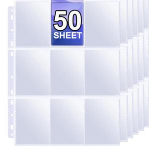 1-50Pack 포켓 바인더 페이지 양면 9 포켓 트레이딩 카드 슬리브 3 링 바인더 투명 플라스틱 페이지 게임 카드 홀더