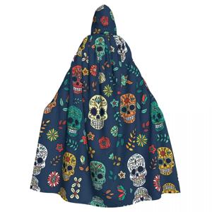 성인 망토 Dia De Muertos 케이프 후드 중세 의상 마녀 위카 뱀파이어 엘프 푸림 카니발 파티