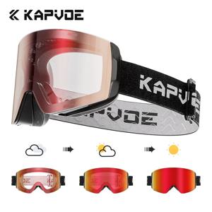 KAPVOE 마그네틱 스노우 고글 스키 스노우 보드 용 더블 레이어 안개 방지 UV 보호 고화질 선명도 남여 스키