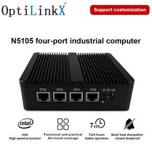 OptiLinkX 4 네트워크 포트 라우팅 미니 PC N5105 팬리스 무음 기가비트 네트워크 포트 저전력 방화벽 소형 컴퓨터