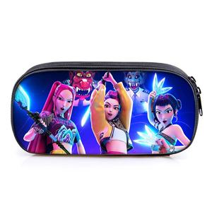 KPop 악마 사냥꾼 애니메이션 인쇄 연필 가방 어린이 만화 귀여운 펜 케이스 어린이 Kawaii 편지지 보관 주머니 생일 선물