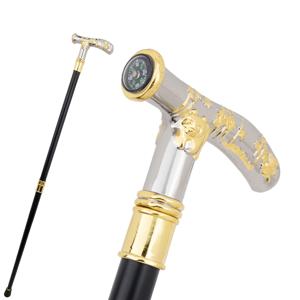 화이트 골든 팬더 나침반 워킹 지팡이 패션 장식 워킹 스틱 신사 우아한 코스프레 지팡이 손잡이 Crosier 92cm