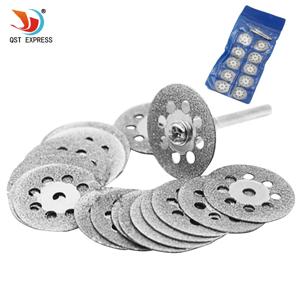 새로운 뜨거운 판매 10Pcs 22mm 미니 샤프 다이아몬드 컷 로타리 도구 절단 디스크 디스크 DIY 도구 액세서리 2Pcs 막대와 Dremel