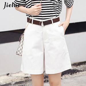 Jielur 한국어 패션 캐주얼 여름 반바지 여성 느슨한 넓은 다리 pantalon femme 벨트 녹색 흰색 높은 허리 반바지 여성 S-XXL