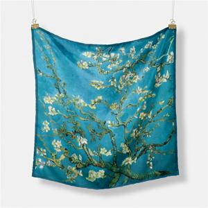 반 고흐 유화 실크 스카프 패션 여성 스카프 53cm 스퀘어 스카프 머리 스카프 넥타이 밴드 전문 Neckerchief