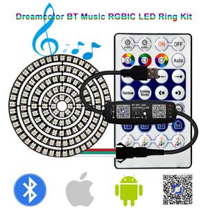 WS2812B 개별적으로 주소 지정이 가능한 Led 링 5050 RGB, USB 28키 Bluetooth 음악 컨트롤러 키트 내장 8/16/24/35/45 픽셀