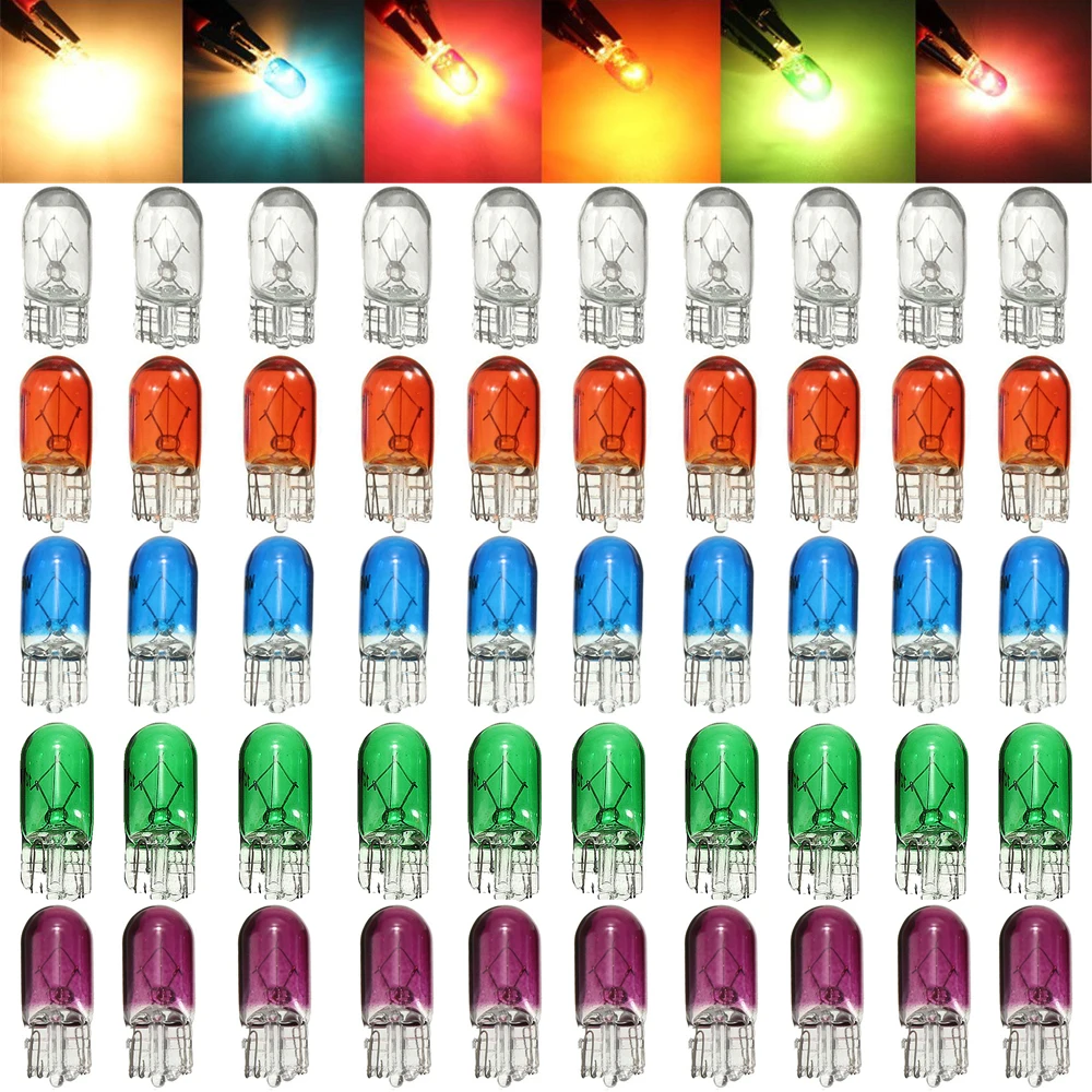 10pcs 자동차 T10 할로겐 3W 194 158 웨지 12V 자동 램프 흰색 전구 악기 빛 독서 조명 통관 램프 액세서리