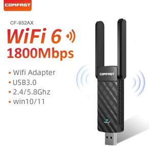 Comfast BE6500 AX5400 AX1800 WiFi 6 USB 어댑터 2.4G/5GHz 무선 네트워크 카드 Windows 10/11 용 1200-6500M WiFi 7 Wi-Fi 동글
