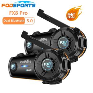 Fodsports FX8 Pro 프로 8 라이더 오토바이 헬멧, 블루투스 듀얼 칩 5.0, 범용 무선 헬멧, 방수 인터콤, 1000m, 2 개
