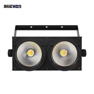 SHEHDS 2 눈 200W LED 2IN1 COB 차가운 따뜻한 흰색 조명 2X100W 블라인더 조명 웨딩 파티 바 DMX 크리스마스 조명 청중