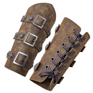 중세 르네상스 야만인 가죽 팔 보호대 Bracer SCA Larp 축제 의상 팔뚝 보호대를위한 북유럽 Vambracers