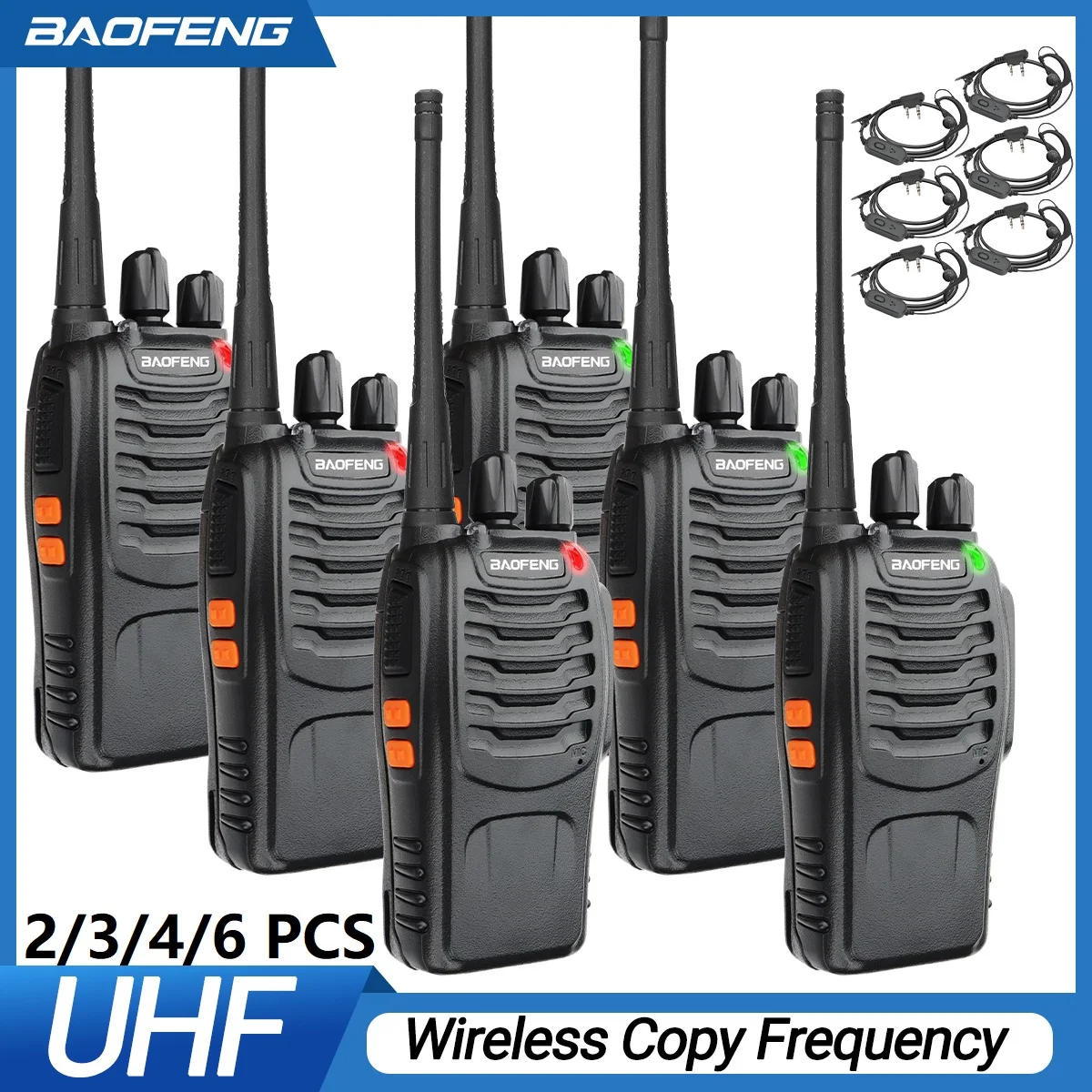 2/4/6PCS Baofeng BF-888S 프로 워키 토키 무선 복사 주파수 장거리 휴대용 업그레이드 BF 888S 햄 양방향 라디오 사냥